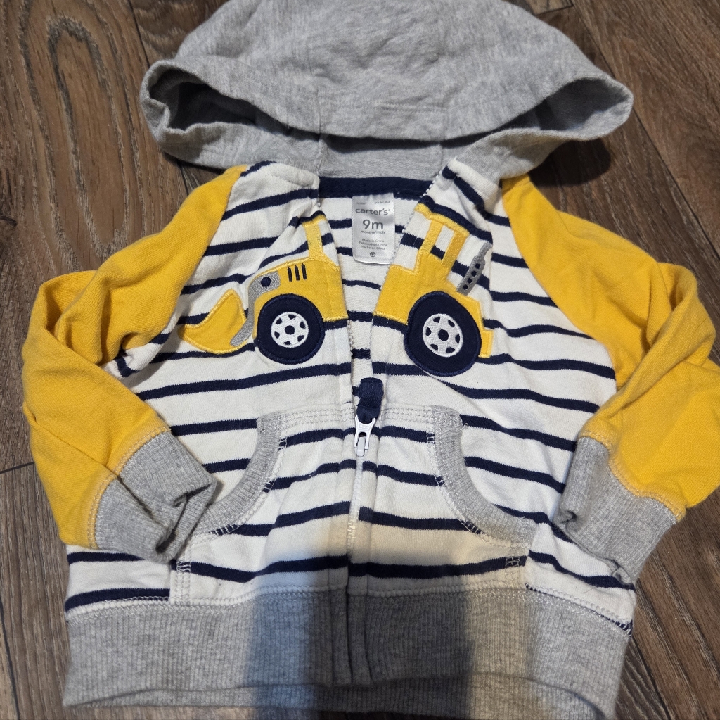 9 Month Carter's Yellow And Gray Striped Baby Jacket